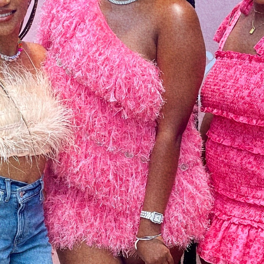 Pink Feather ASOS One Shoulder Dress